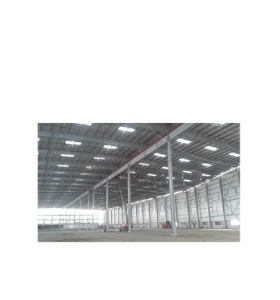 Industrial building interior with installed sandwich panels