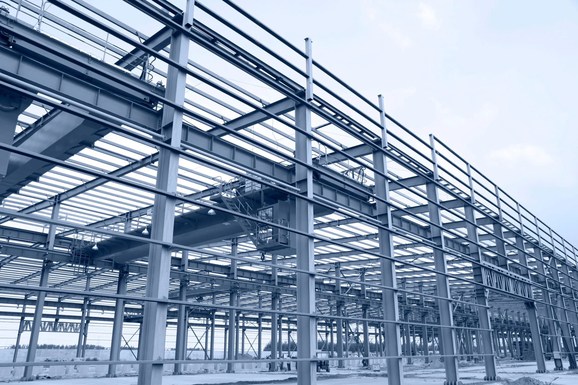 Structural steel building framework