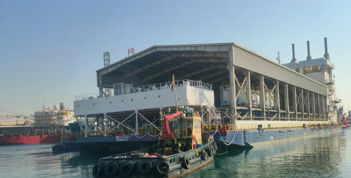 Waterfront steel structure at a Roofings Middle East project