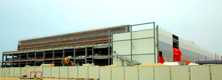 Roof and wall construction at a Roofings Middle East project